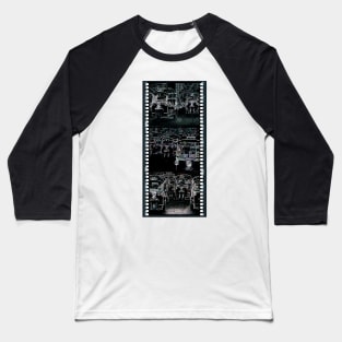 Tuk Tuks At Night In Thailand - Abstract Triptych Illustration With Film Strip Framing Baseball T-Shirt